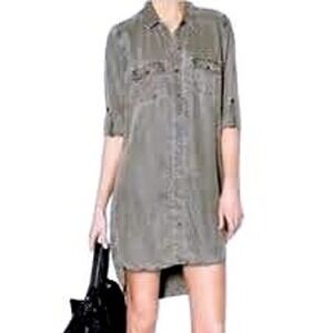 Sneak‎ Peek Olive Tencel Shirt Dress L
